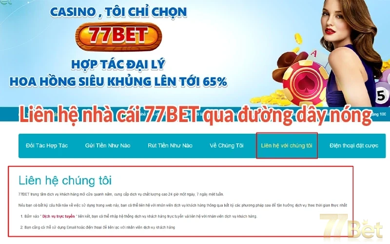 Tổng hợp kênh liên hệ 77BET mới cập nhật năm 2025 1 Liên hệ nhà cái 77BET qua đường dây nóng