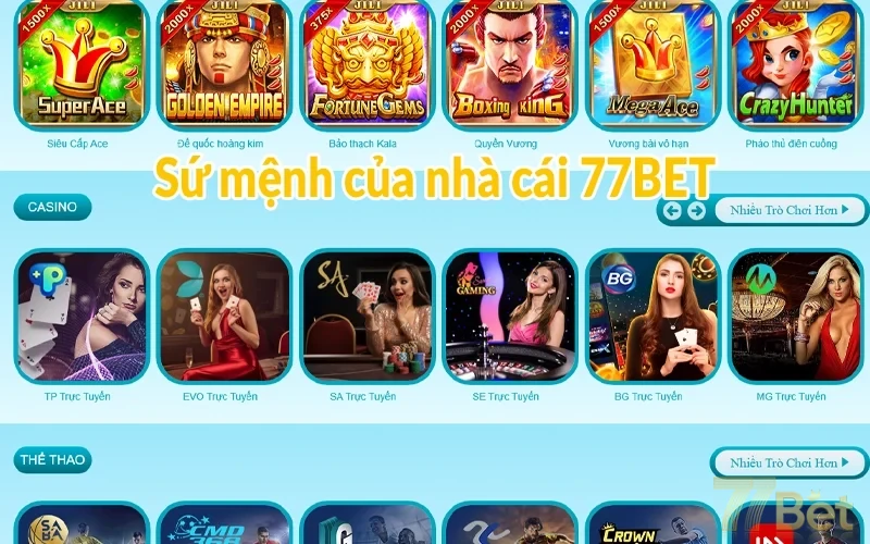Sứ mệnh 77BET | Trải nghiệm cá cược hoàn hảo nhất 1 Sứ mệnh của nhà cái 77BET