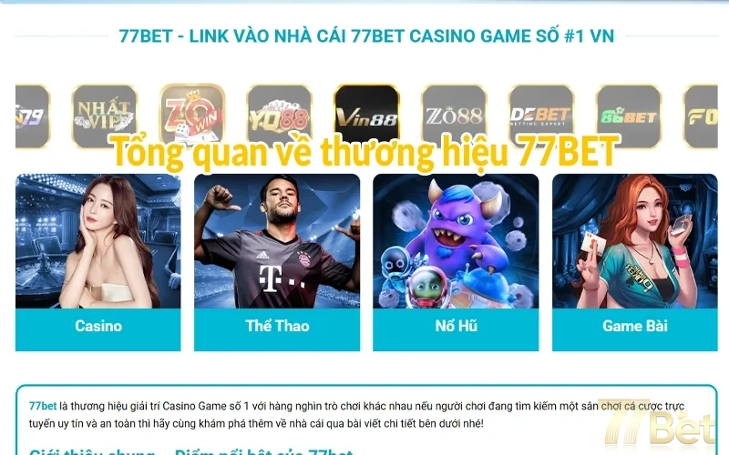 Giới thiệu 77BET - Thiên đường cá cược online đẳng cấp 1 Tổng quan về thương hiệu 77BET